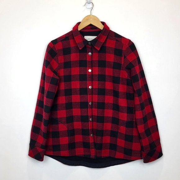 Orvis Jackets & Blazers - Orvis Red and Black Plaid Fleece Lined Snap Front Jacket, Size Medium, EUC